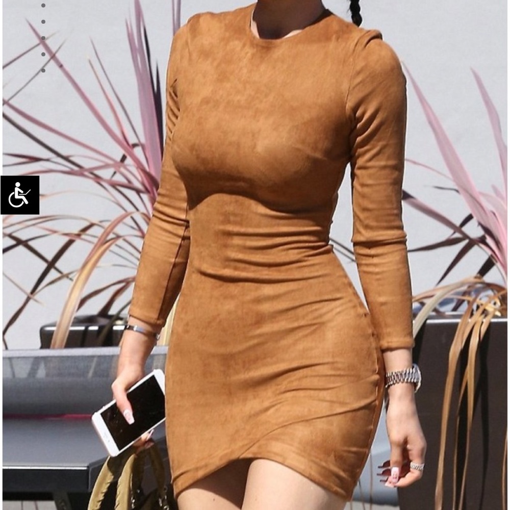 Tan Suede Asymmetric Dress